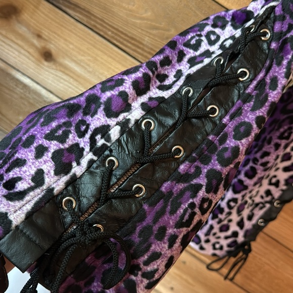 VTG Lip Service Los Angeles purple Cheetah leopard Fuzzy Pants Size 5 - Picture 3 of 8
